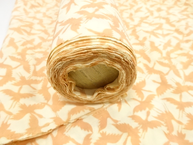  アンティーク　群鶴模様　長襦袢地反物